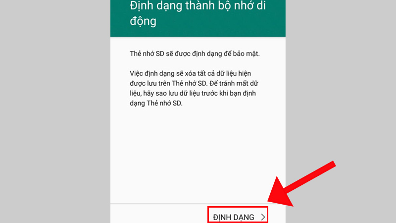 Chọn ĐỊNH DẠNG và hoàn tất.